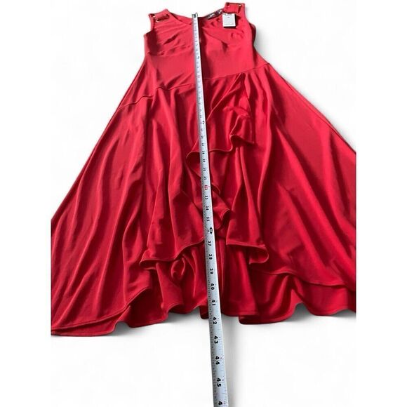 NWT RALPH LAUREN Womens  V Neck Midi Red RUFFLED SheathDress Sz PM Size PM/M NEW - Picture 6 of 10